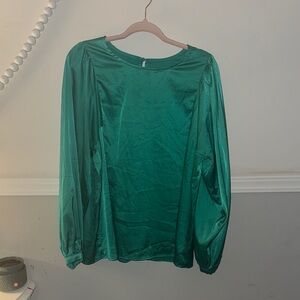 Emerald Green Satin Blouse